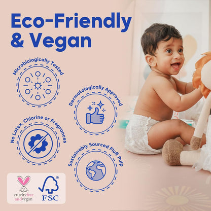 Kim & Kimmy Eco Diaper Pants, Size 4, 9-14 kg, 44 Pants - 12 Hour Leak Protection, No Rashes, Hypoallergenic, Ultra-Soft & Highly Absorbent - Cruelty Free & Vegan - Good Vibes