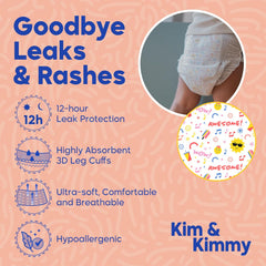 Kim & Kimmy Eco Diaper Pants, Size 5, 12-17 kg, 42 Pants - 12 Hour Leak Protection, No Rashes, Hypoallergenic, Ultra-Soft & Highly Absorbent - Cruelty Free & Vegan - Summer Icons