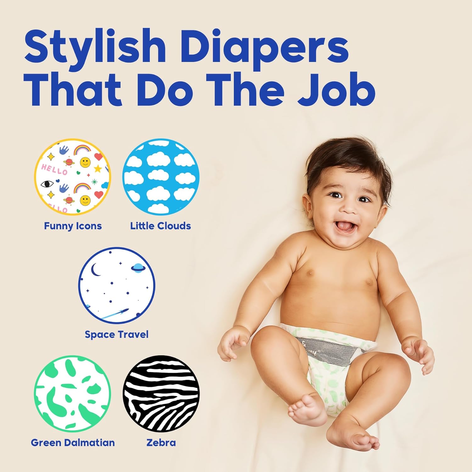 Kim & Kimmy Eco Diapers, Size 4, 9-14 kg, 52 Diapers - 12 Hour Leak Protection, No Rashes, Hypoallergenic, Ultra-Soft & Highly Absorbent - Cruelty Free & Vegan - Funny Icons