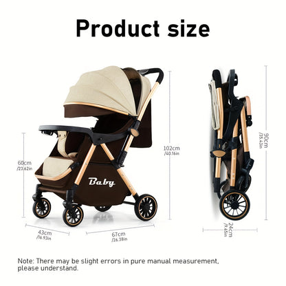 Baby stroller, can sit and lie down, double-sided, high landscape, lightweight folding, newborn children's stroller, baby stroller