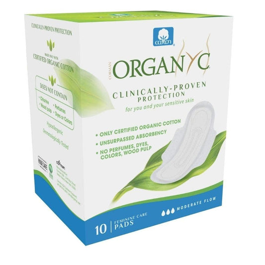 وسادات Organyc للحيض الغزير مع الأجنحة 10 قطعة
