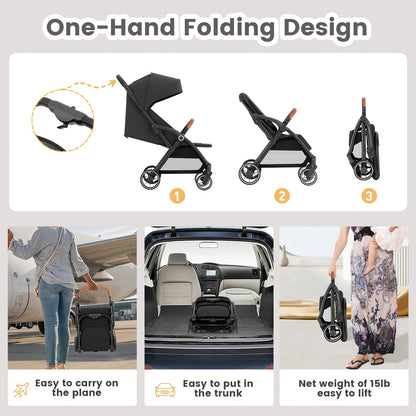 folding Baby Stroller Travel System Toddler Stroller w/Reversible Stroller