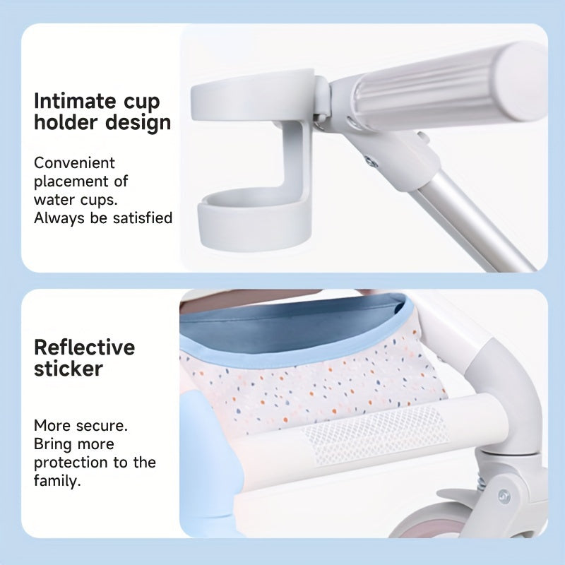 Travel Stroller, Compact Stroller, 360°Reversible Seat Lightweight Baby Stroller, Airplane Compatible, Full Recline Ergonomic Backrest, Adjustable Backrest, Load Up To 50lbs For Toddlers-Blue