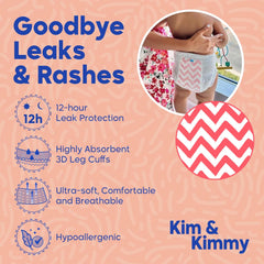 Kim & Kimmy Eco Diaper Pants, Size 6, 15-20 kg, 40 Pants - 12 Hour Leak Protection, No Rashes, Hypoallergenic, Ultra-Soft & Highly Absorbent - Cruelty Free & Vegan - Zig Zag Swag