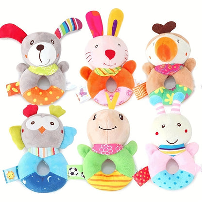 Cute Cartoon Animal Hand Rattle Round Hand Rattle Baby Toy Baby Hand Rattle Plush Toy