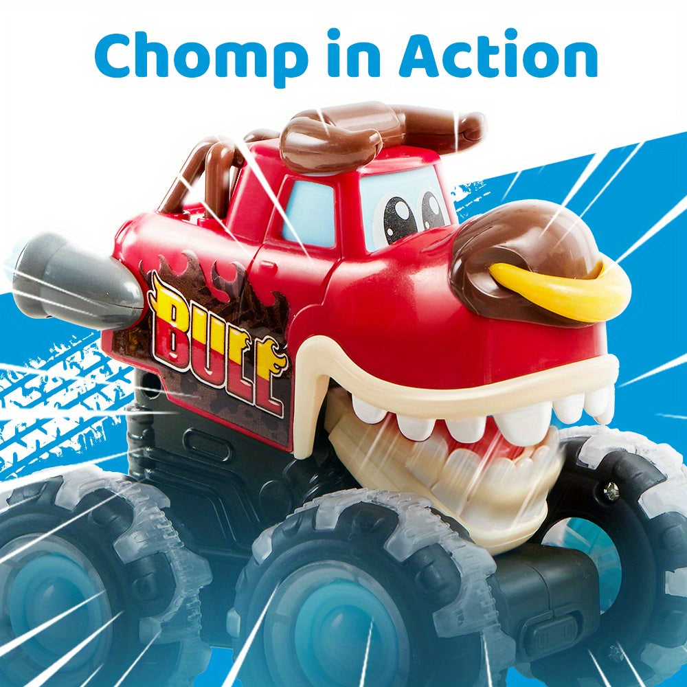 [3 Pack Monster Truck] 3 Pack Monster Truck Toy | Motion Activated Light-Up Cars For Toddlers - Monster Treads Lightning Wheels | Baby Toy Present - Press & Go Cars For Boys Girls Birthday Gifts Easter Basket Stuffer