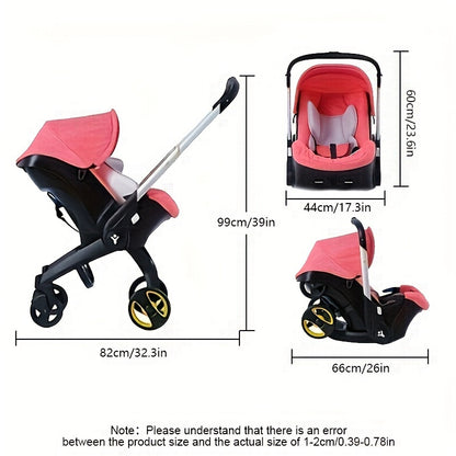 4-in-1 Baby Stroller | Adjustable Pushchair with Canopy | Compact Foldable Infant Carriage | 39 inch Height, 23.6 inch Depth, 17.3 inch Width | Comfortable Pram for Travel and Outdoor Use, As Halloween, Chrismas Gift