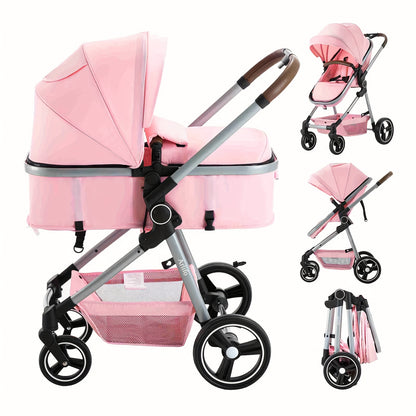2 in 1 Convertible Baby Stroller Carriage Infant Toddler Toddler Pram Stroller Lightweight Foldable Travel Stroller for Newborn Girl Boy 0-36 Months, As Halloween, Chrismas Gift