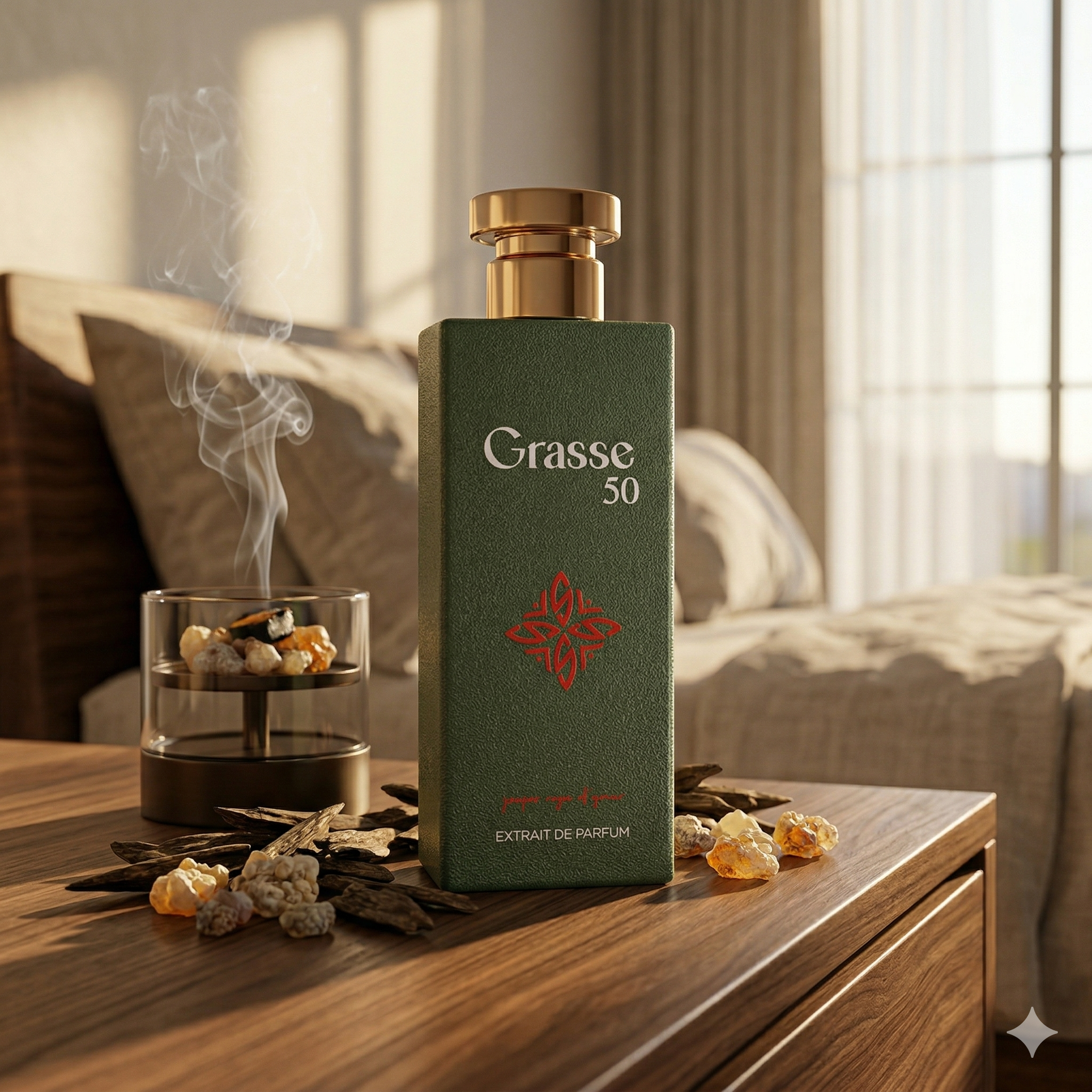 Grasse 50 Extrait De Parfum 80ml green bottle woody spicy fragrance Amouage Purpose 50 alternative UAE