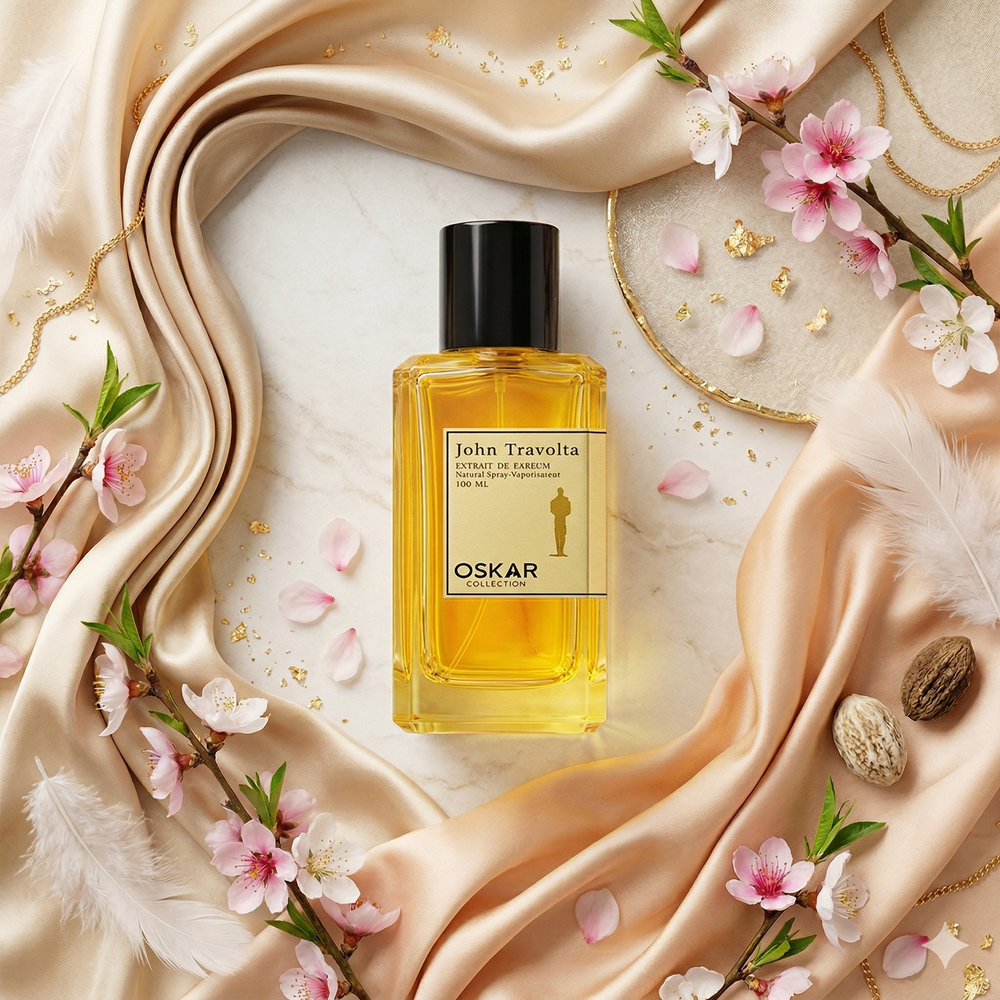 Yellow Oskar Collection John Travolta Extrait De Parfum 100ml striking yellow glass bottle inspired by Madawi