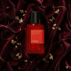 Red Oskar Collection John Travolta Extrait De Parfum 110ml striking red glass bottle inspired by Thomas Kosmala No 4