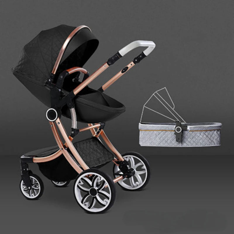 Baby Stroller 2 in 1 Can Sit Can Lie Baby Pram High Landscape bidirectional Baby Pram Shock absorption four wheels stroller