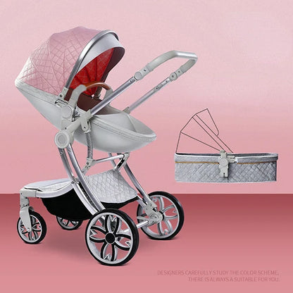 Baby Stroller 2 in 1 Can Sit Can Lie Baby Pram High Landscape bidirectional Baby Pram Shock absorption four wheels stroller