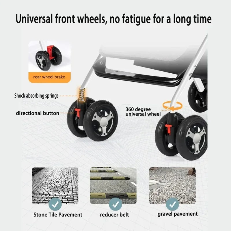 Lightweight Baby Stroller Foldable Reclining Seat One Hand Fold All Terrain Wheels for Outdoor Travel Infants Toddlers Newborn