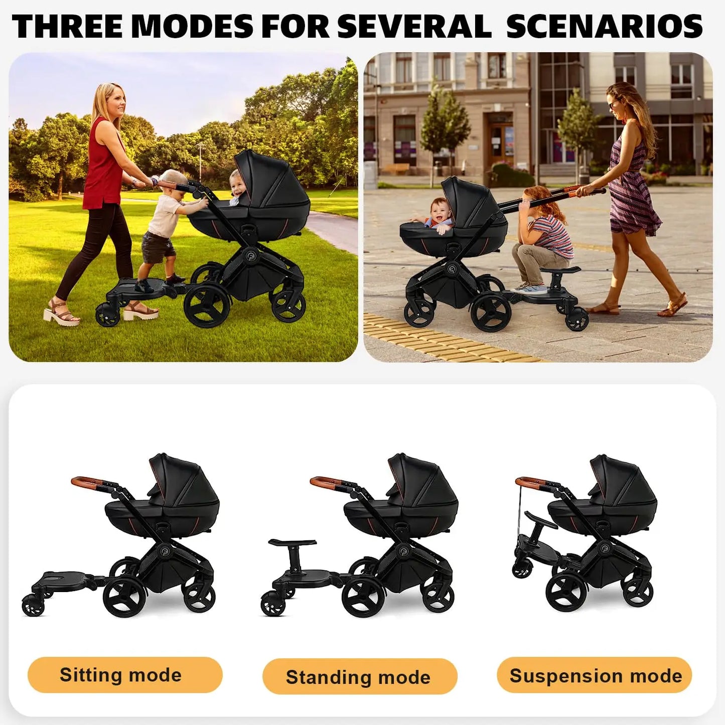 Upgrade Your Stroll with A 2-in-1 Sit and Stand Stroller Board for Second Baby - Compatible with Most Baby Strollers