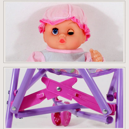 Baby Doll Stroller with 10 Inch Doll Baby Stroller for Dolls Toy Stroller for Baby Dolls for Little Girls Boys and Kids
