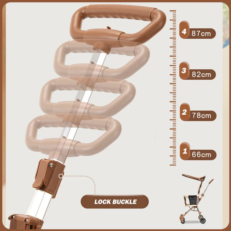 Baby Stroller for Toddler One-click Folding Lightweight Stroller Two-ways Baby Strolling Cart with Canopy Swivel Front Wheel