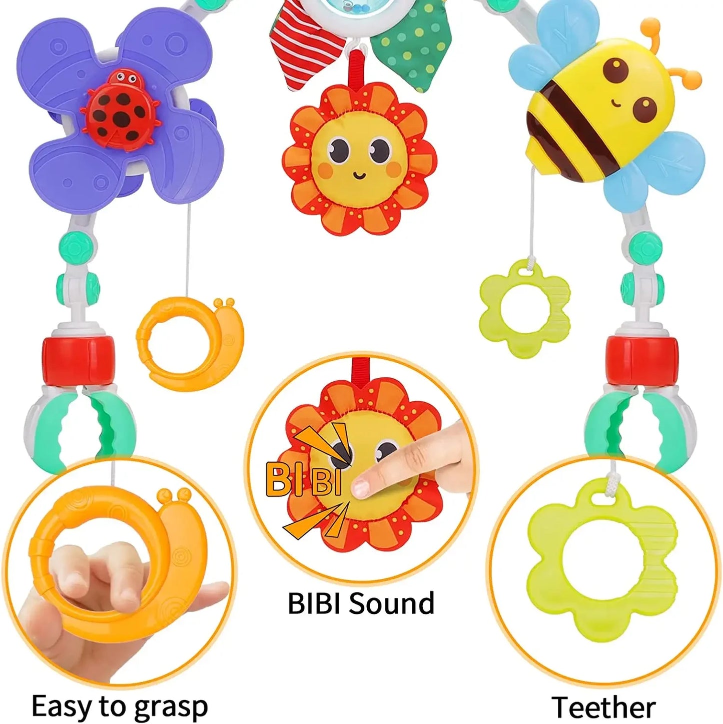 Baby Stroller Toys Arch Bee Bedbell Bouncer Infant Travel Car Seat Montessori Crib Accessory Rattle Sensory Mobile Pram Activity