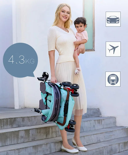 Lightweight Baby Stroller Foldable Reclining Seat One Hand Fold All Terrain Wheels for Outdoor Travel Infants Toddlers Newborn
