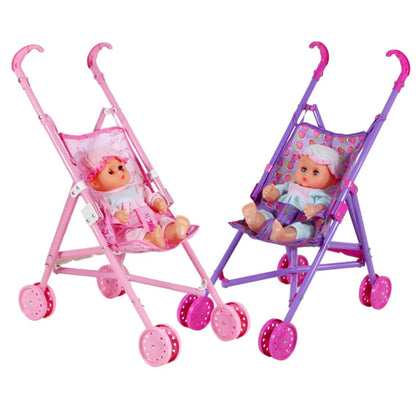 Baby Doll Stroller with 10 Inch Doll Baby Stroller for Dolls Toy Stroller for Baby Dolls for Little Girls Boys and Kids