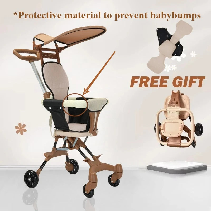 Baby Stroller for Toddler One-click Folding Lightweight Stroller Two-ways Baby Strolling Cart with Canopy Swivel Front Wheel
