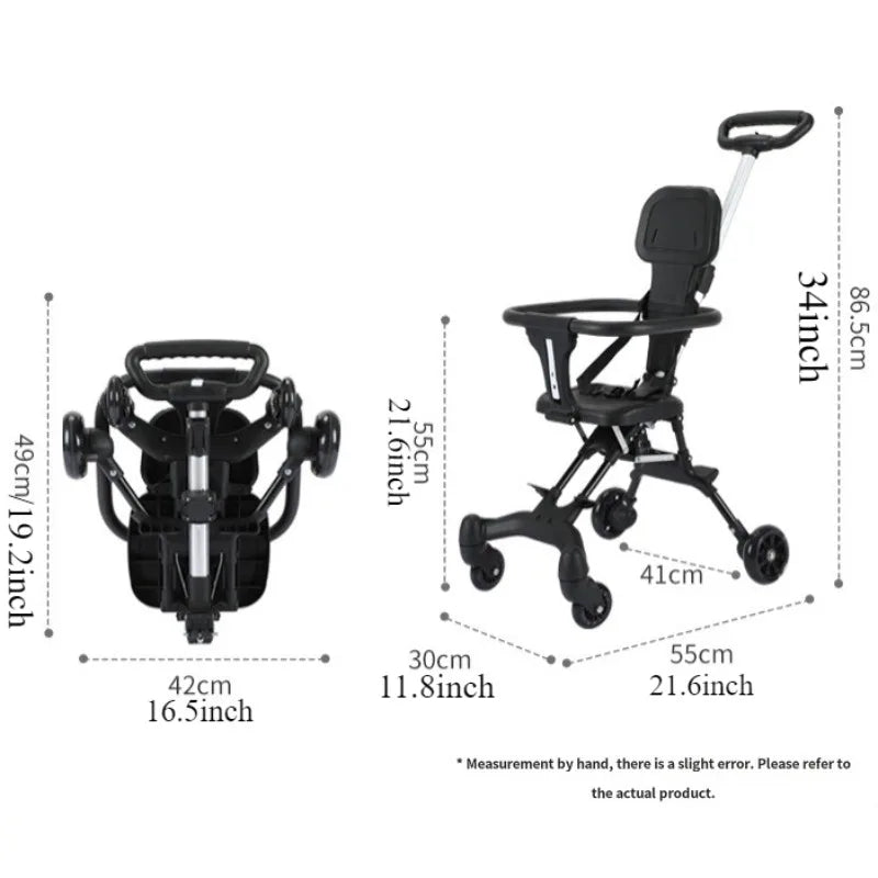 Baby Stroller for Toddler One-click Folding Lightweight Stroller Two-ways Baby Strolling Cart with Canopy Swivel Front Wheel