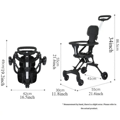 Baby Stroller for Toddler One-click Folding Lightweight Stroller Two-ways Baby Strolling Cart with Canopy Swivel Front Wheel