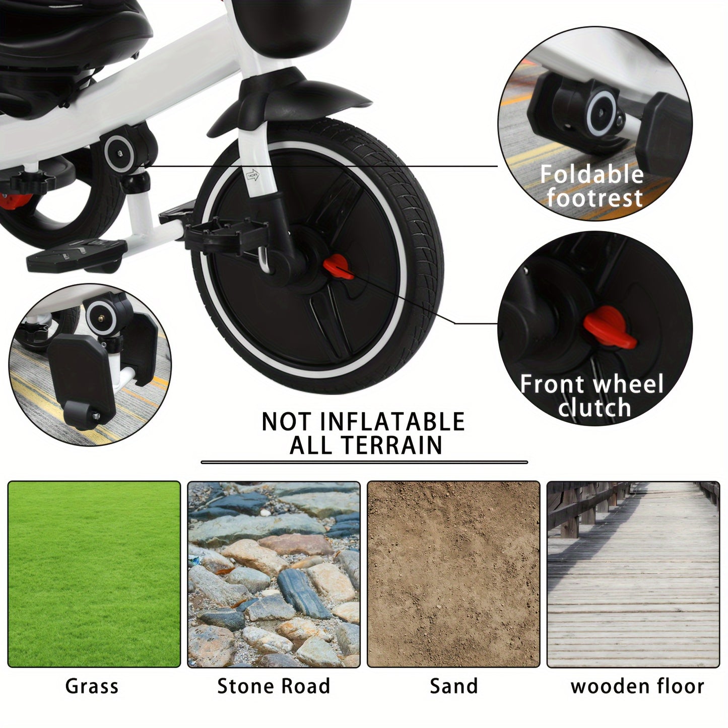 Ubravoo Baby Stroller Tricycle Ride Bike, 360 Degree Rotation Sitting & Lying, Celerity Disassembly & Assembly, 1-5 Years