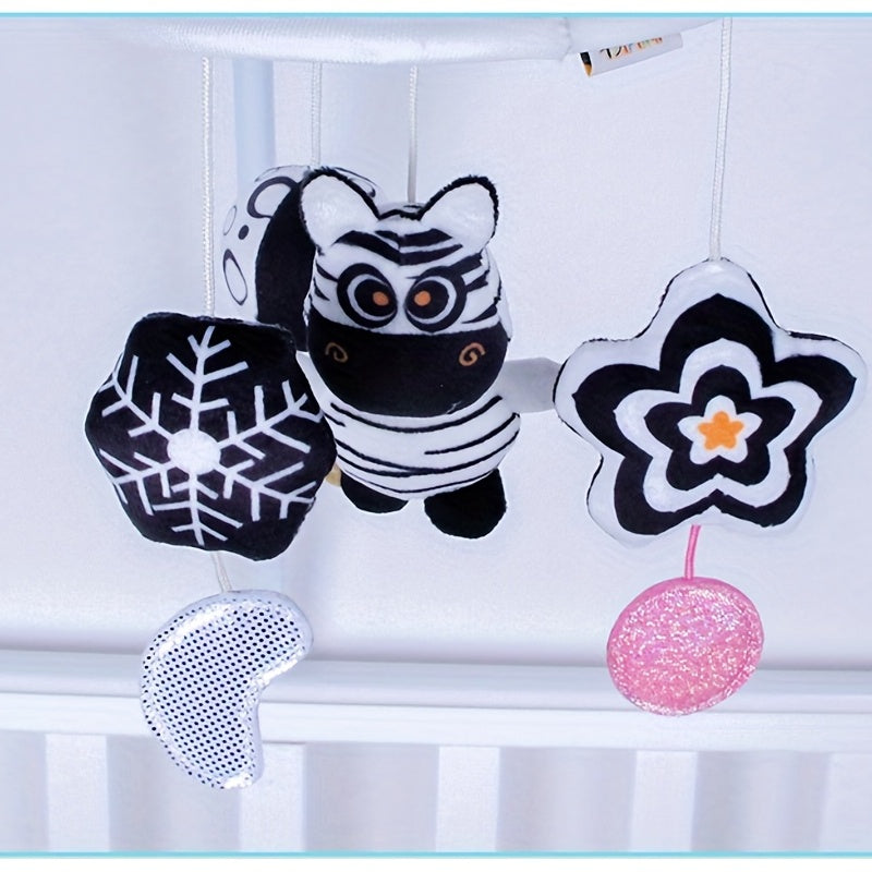 Black And White Baby Toy Car Hanging Baby Trolley Hanging Umbrella Wind Chime Early Education Toys Crib Bell Stroller Baby Hanging Umbrella Bed Bell Pendant Black And White Animal Wind Chime Bed Hanging Baby Safety Seat Rattl