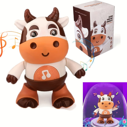 Interactive Dancing Cow Baby Toy with Music and Lights, Educational Early Learning Toy for Toddlers 0-3 Years, Plastic, Child-Safe Soft Glow, Bilingual Features - Gift for Young Children (Batteries Not Included) - from Chines