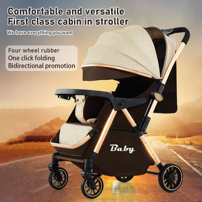 Baby stroller, can sit and lie down, double-sided, high landscape, lightweight folding, newborn children's stroller, baby stroller