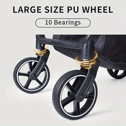 Baby stroller, one click folding, safety guardrail, lightweight foldable portable four-wheel children's handcart, baby umbrella cart, As Halloween, Chrismas Gift