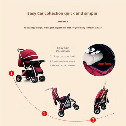 Strolling Baby God Tool Baby stroller can sit, lie down, and fold in both directions. It is a lightweight baby stroller with a safe hand and cart, As Halloween, Chrismas Gift
