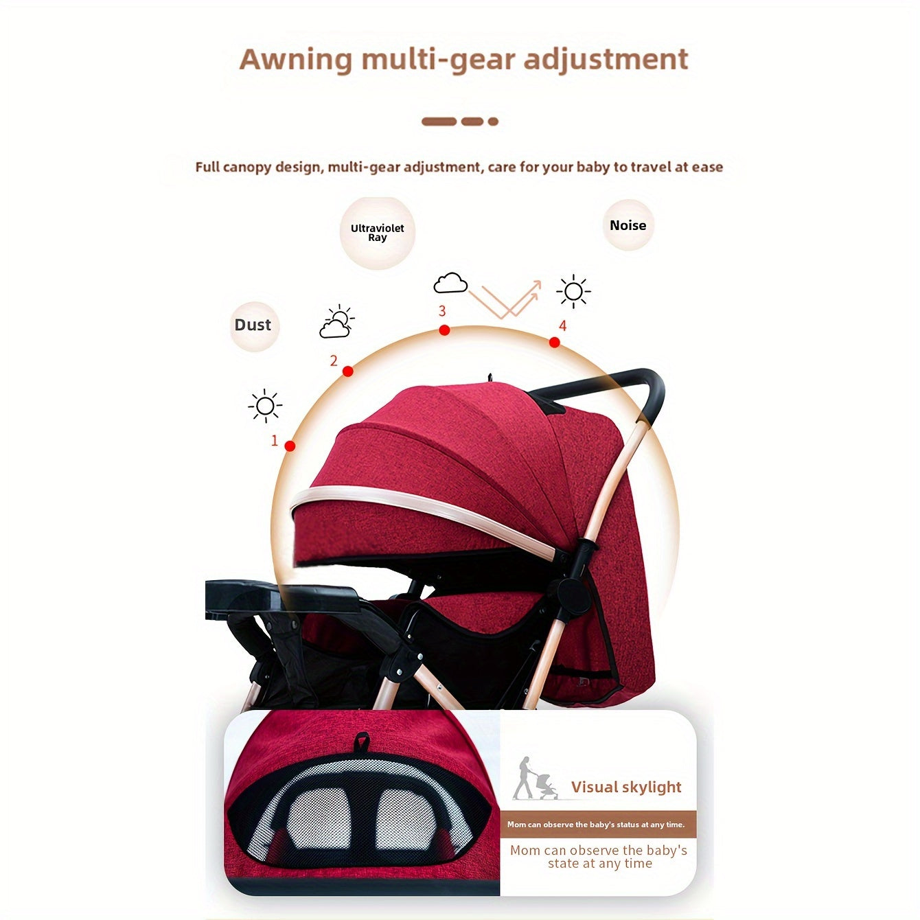 Strolling Baby God Tool Baby stroller can sit, lie down, and fold in both directions. It is a lightweight baby stroller with a safe hand and cart, As Halloween, Chrismas Gift
