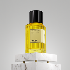 Yellow Oskar Collection John Travolta Extrait De Parfum 100ml striking yellow glass bottle inspired by Madawi
